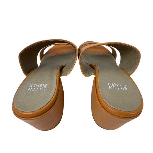 Eileen Fisher Rome Mule Sandal Womens 8 Orange Leather Straps Slip On Block Heel main image 11